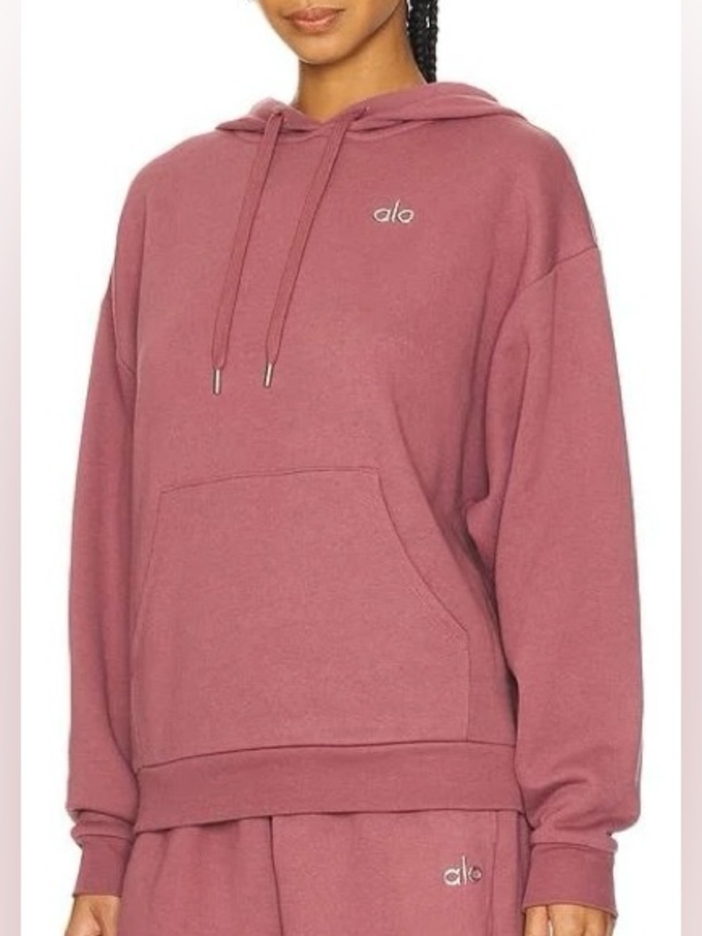ALO Yoga Accolade Hoodie Burgundy Truffle Dusty Rose Pullover Sweatshirt M